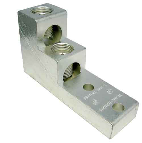 Morris Products 90844 Mechanical Lug Two Conductors Aluminum 2SOL Wire Range Two Hole Mount 600mcm 600 AWG 