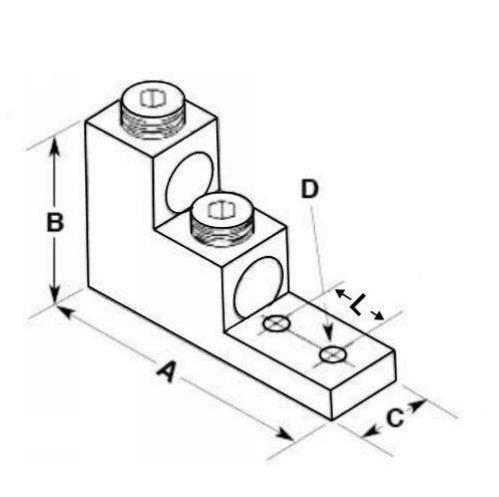 Brumall - 350T-2 350 kcmil Double Wire Mechanical Lug - Aluminum