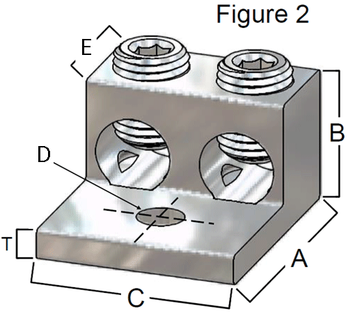 Double-Hole Aluminum Barrel Compression Lug, 3/0 AWG, 1/2” Mounts