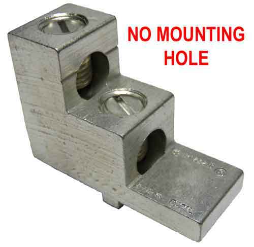 Double-Hole Aluminum Barrel Compression Lug, 3/0 AWG, 1/2” Mounts